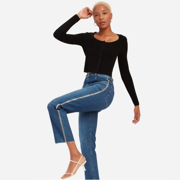 J Brand Jules High-Rise Ankle Straight Leg Embellished Urbanite Denim Jeans - Picture 1 of 14